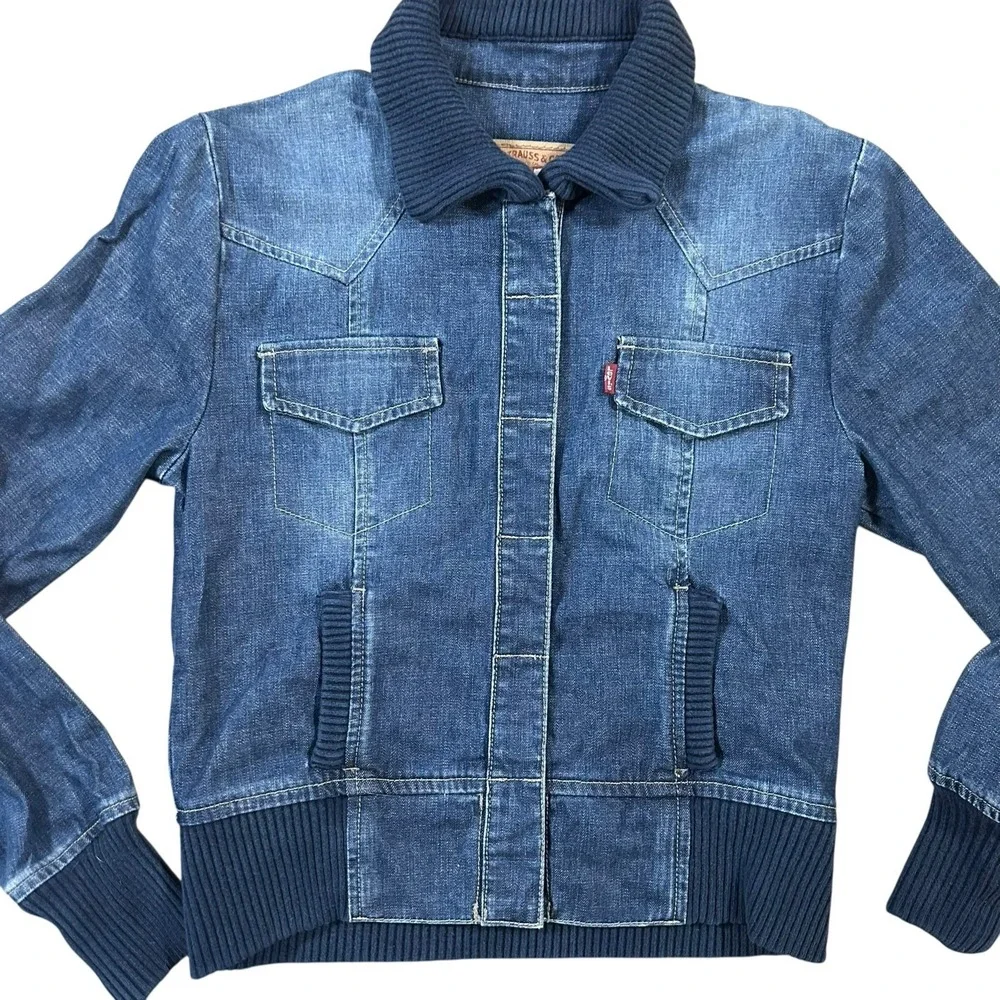 Vintage Levi's Jacket Girls Misses S Blue Denim Trucker Snap‎ Up Y2K